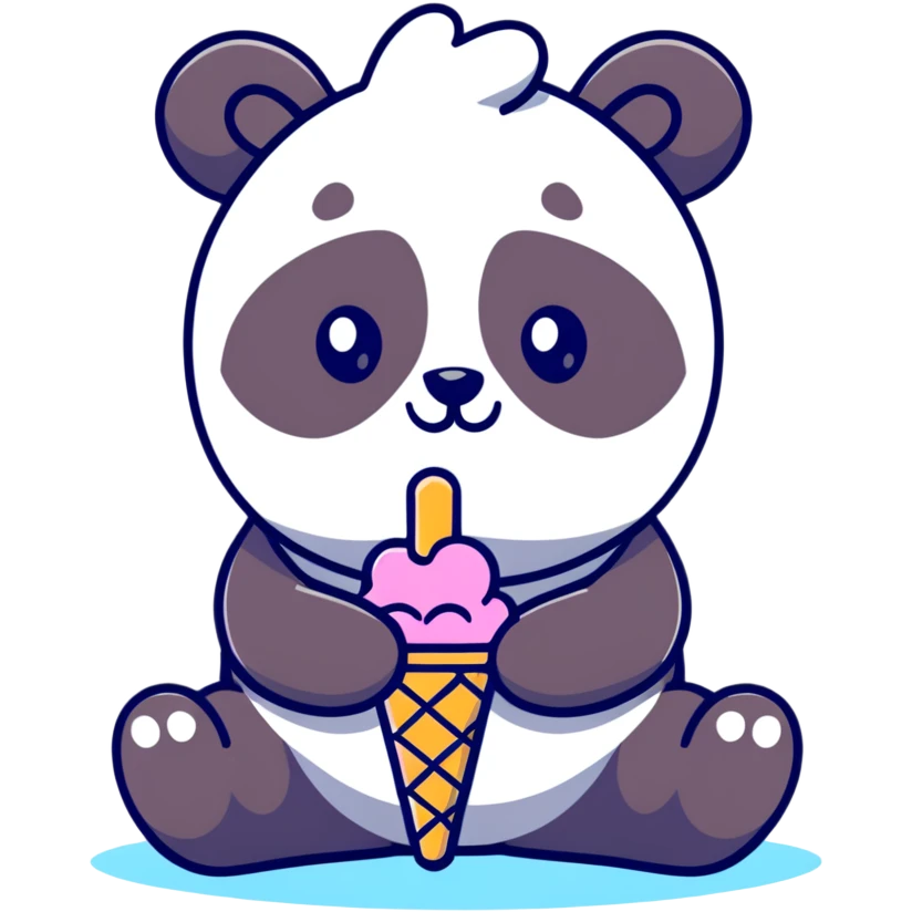 Panda eating ice cream emoji
