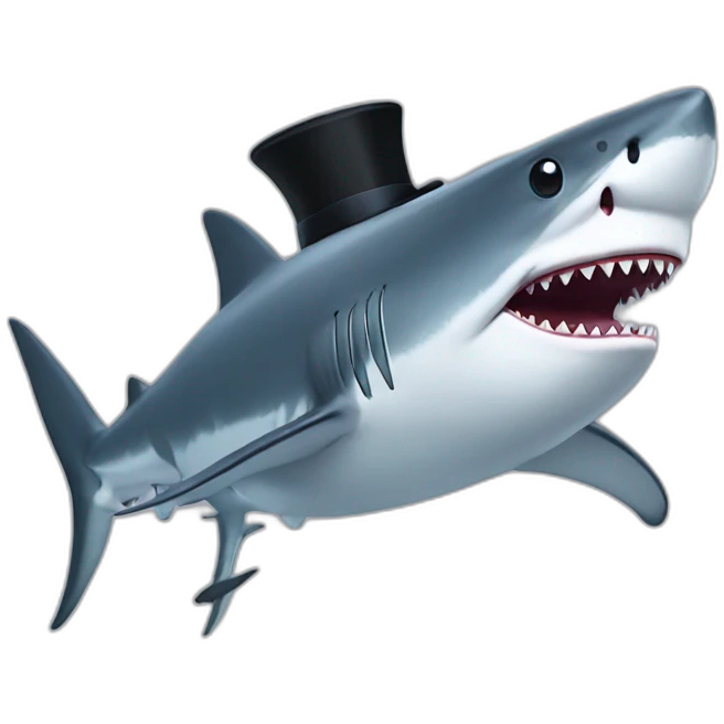 Shark with a top hat emoji
