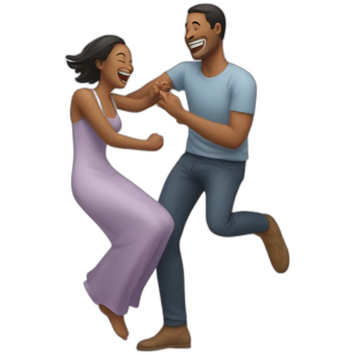 Man tickling woman laugh emoji