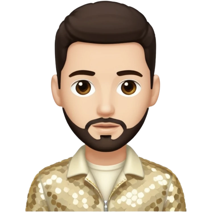 Jon B, White R&B Singer with light skin, dark brown hair, cream sequin outfit emoji