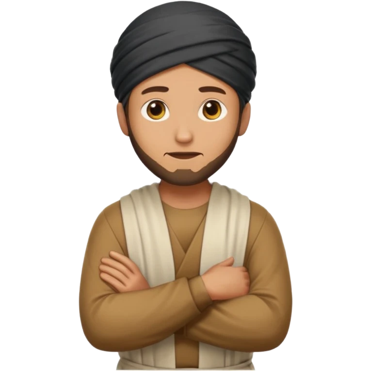 fullbody Pharisee, arms crossed, looking to the side, head covering, emoji style emoji