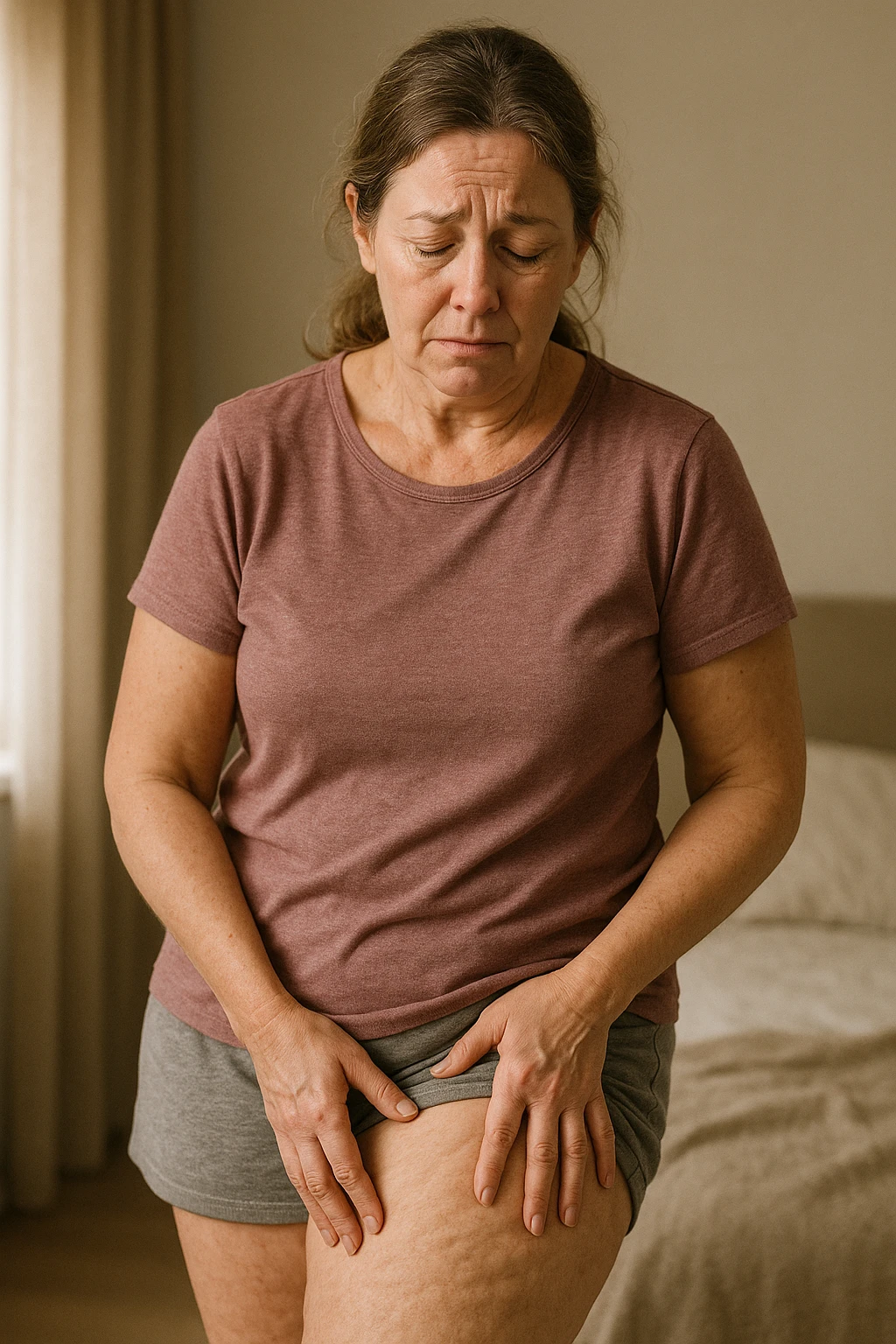 dONNA CON tanta cellulite disperata e stanca della sua condizione emoji