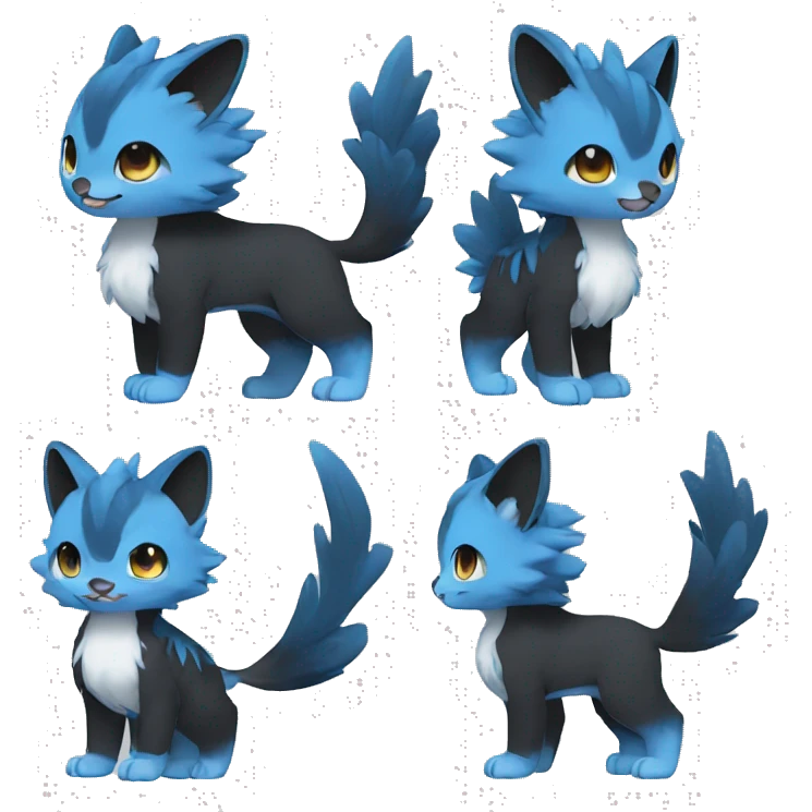Cute cool black blue animal hybrid Fakemon full body emoji