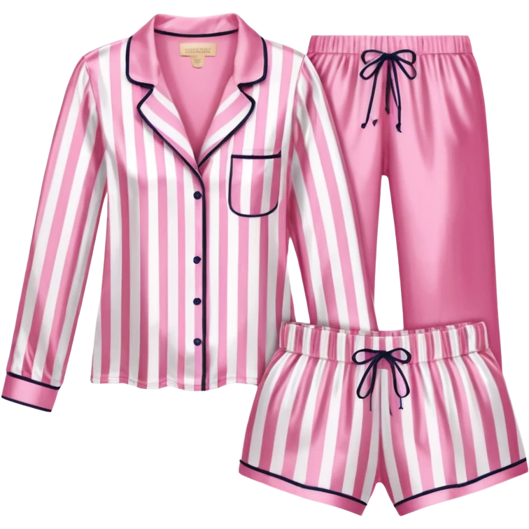 Striped pink and white silk Victoria’s Secret pajama set emoji