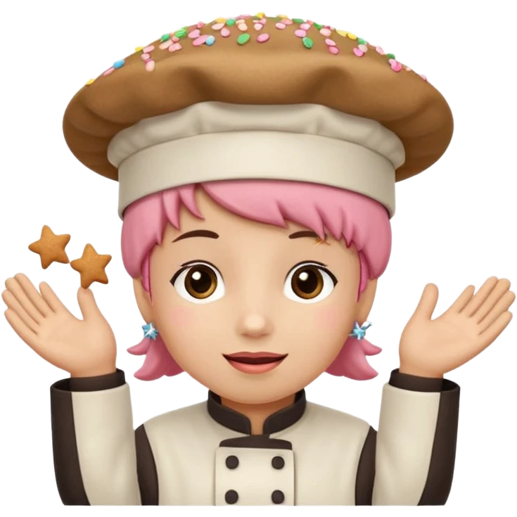oso Carita feliz

Mejillas rosadas

Sprinkles en forma de estrellitas

Patitas pequeñas y redonditas

Un gorrito de chef mini

Expresiones cambiantes (feliz, sorprendido, emocionado) emoji