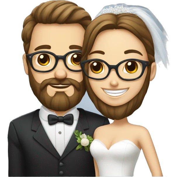 Un homme légère barbe et une femme mariage lunettes emoji