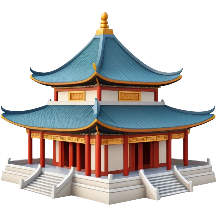 Chinese temple building with curved eaves, decorative roof tiles, traditional style emoji