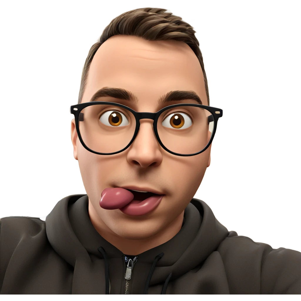 boy with glasses sticking tongue out emoji