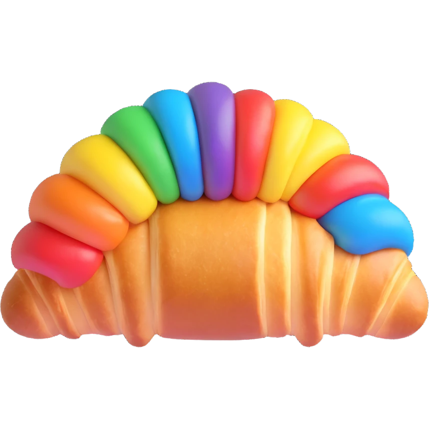 croissant with rainbow pride colors 3D emoji style emoji