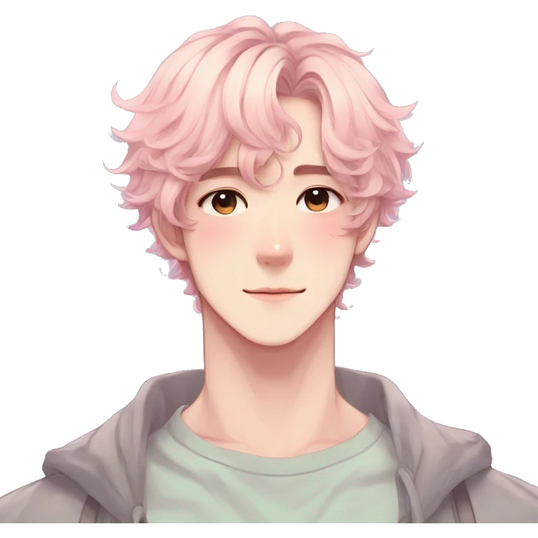 Gorgeous pastel anime style man with blushing face and butterflies aesthetic trending style emoji