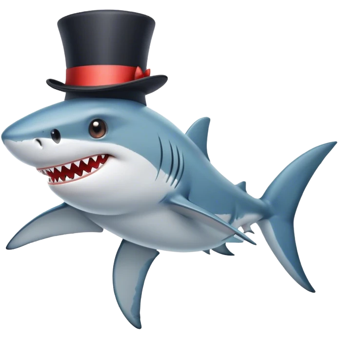 Shark with a top hat emoji