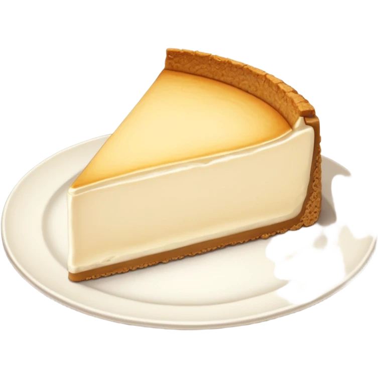 There is a sliced cheese cake on the white plate. emoji