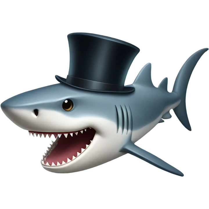 Shark with a top hat emoji
