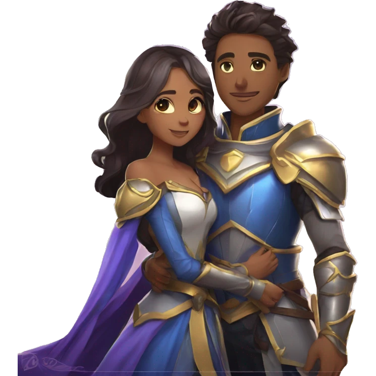 Lancelot from game MLBB with his love Odetta love  emoji
