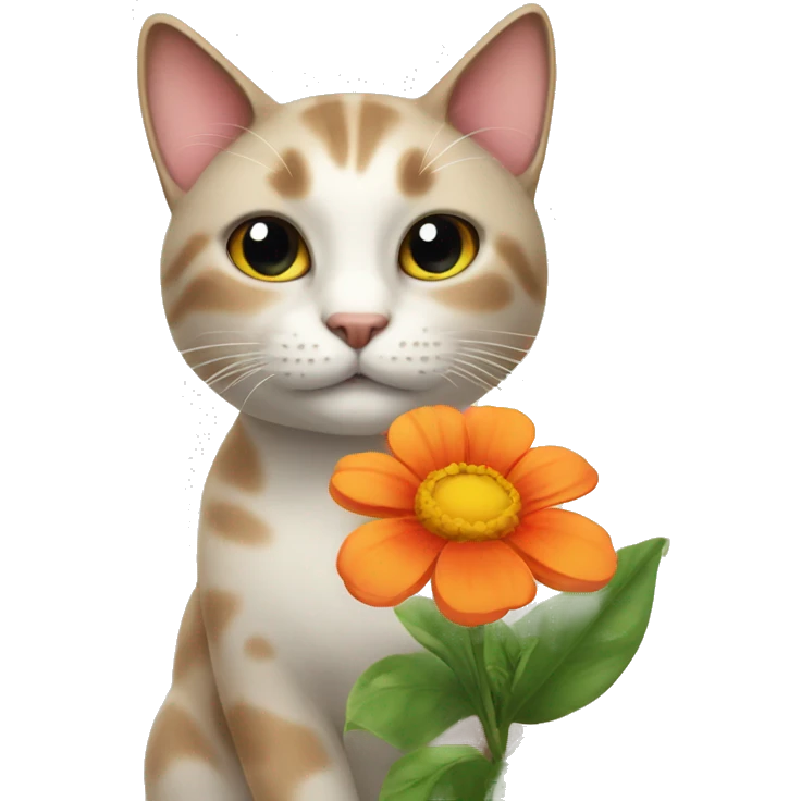 Cat with a flower emoji