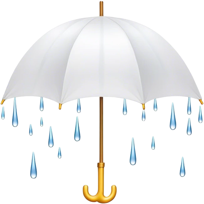 Cinematic realistic emojis in the form of a white umbrella dripping with rain emoji