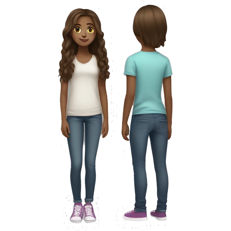 full length brown hair teenager with bron eyes cute emoji
