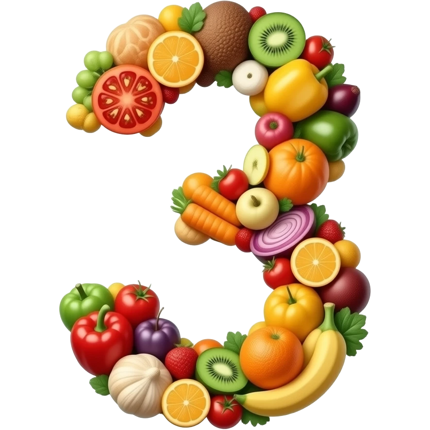 number 3 made of food emoji