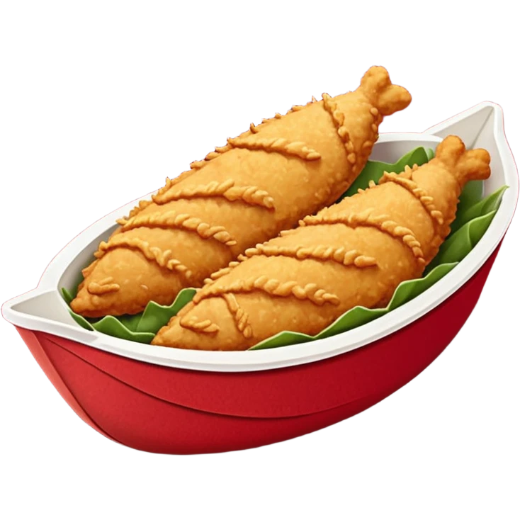 breaded chicken tenders in a red paper food boat  emoji