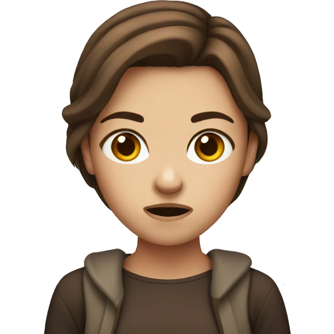A disgruntled girl with brown hair  emoji