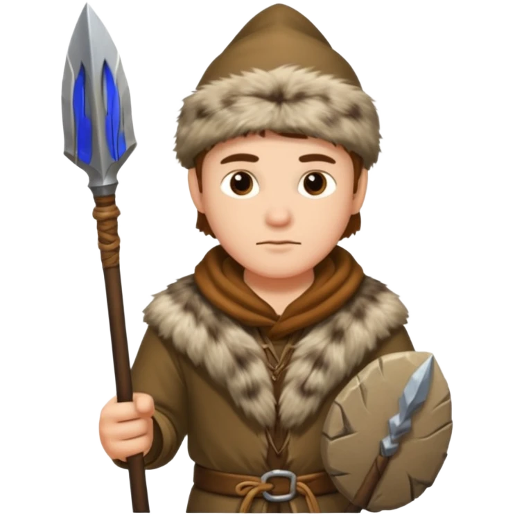 A hunter man wearing fur clothing and holding a stone spear.


















 emoji