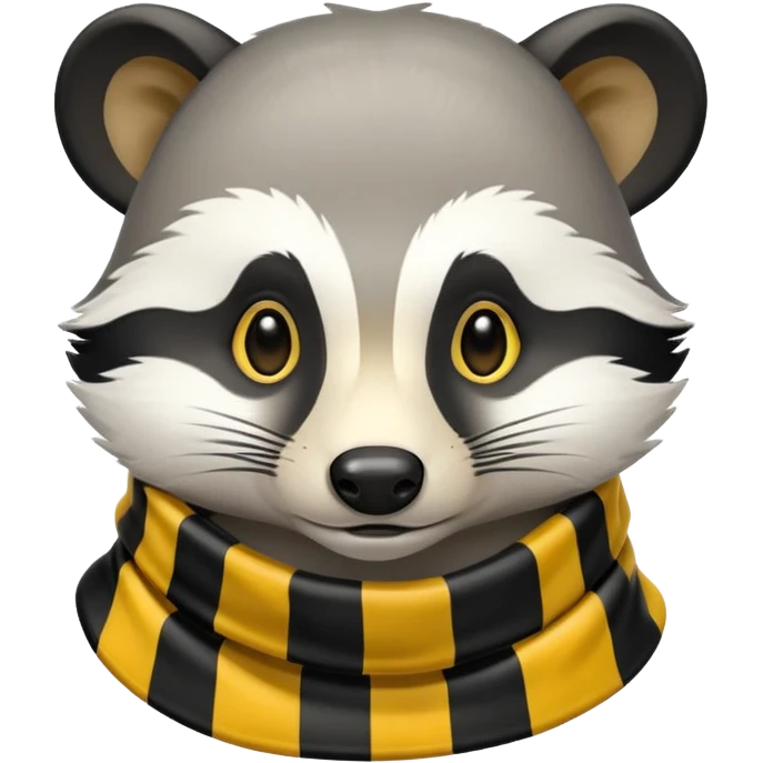 badger head with yellow and black striped scarf emoji
