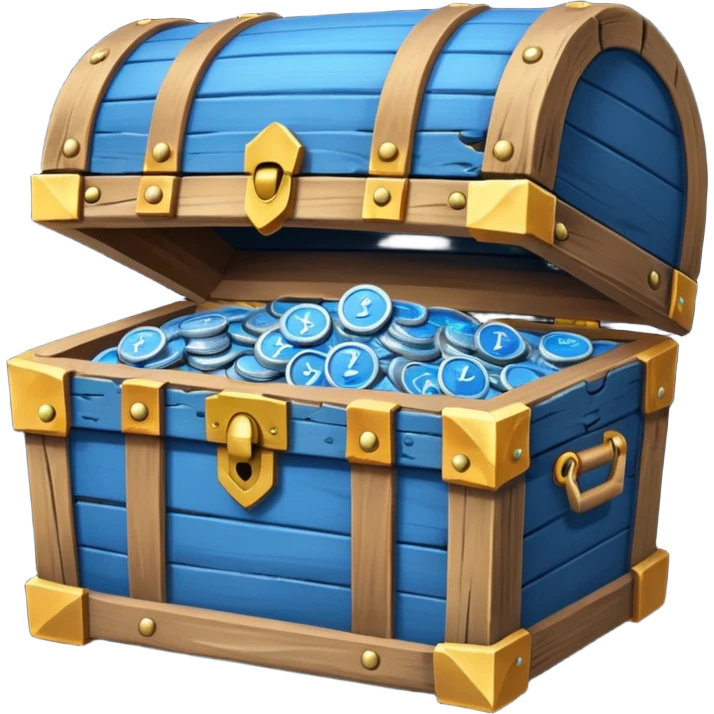 treasure chest of blue coins emoji