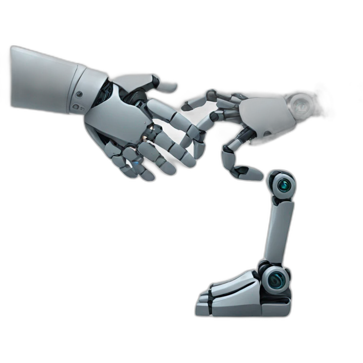 handshake with robot emoji