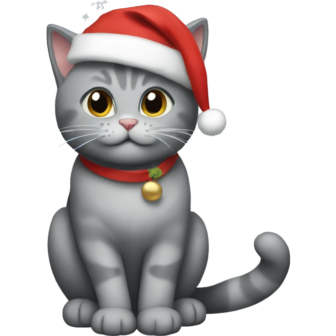 Grey kitty in Christmas  emoji