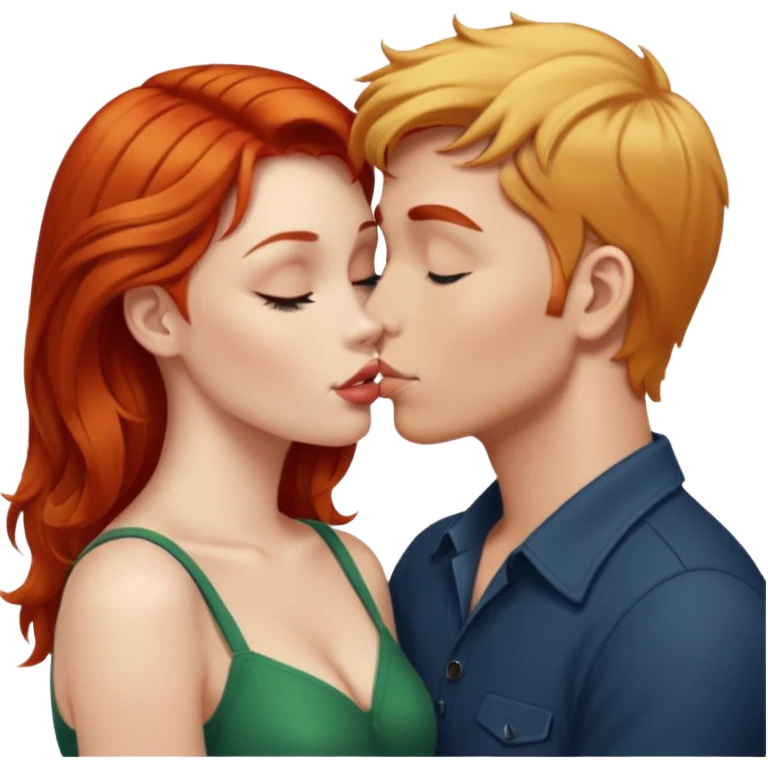 Red head woman kissing blonde male  emoji