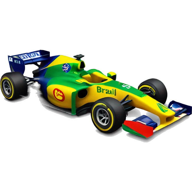 formula 1 car with the colors of the Brazil emoji