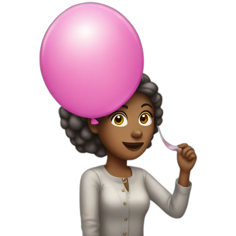 woman pops balloon emoji