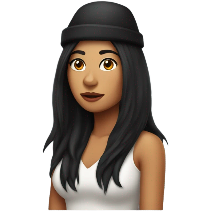 woman with black hair and tiger hat emoji