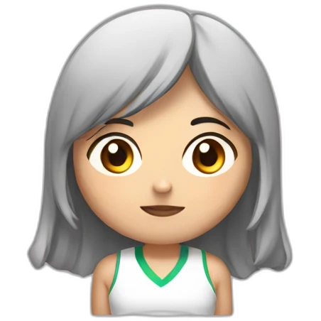 Asian girl CrossFiter with burbell emoji