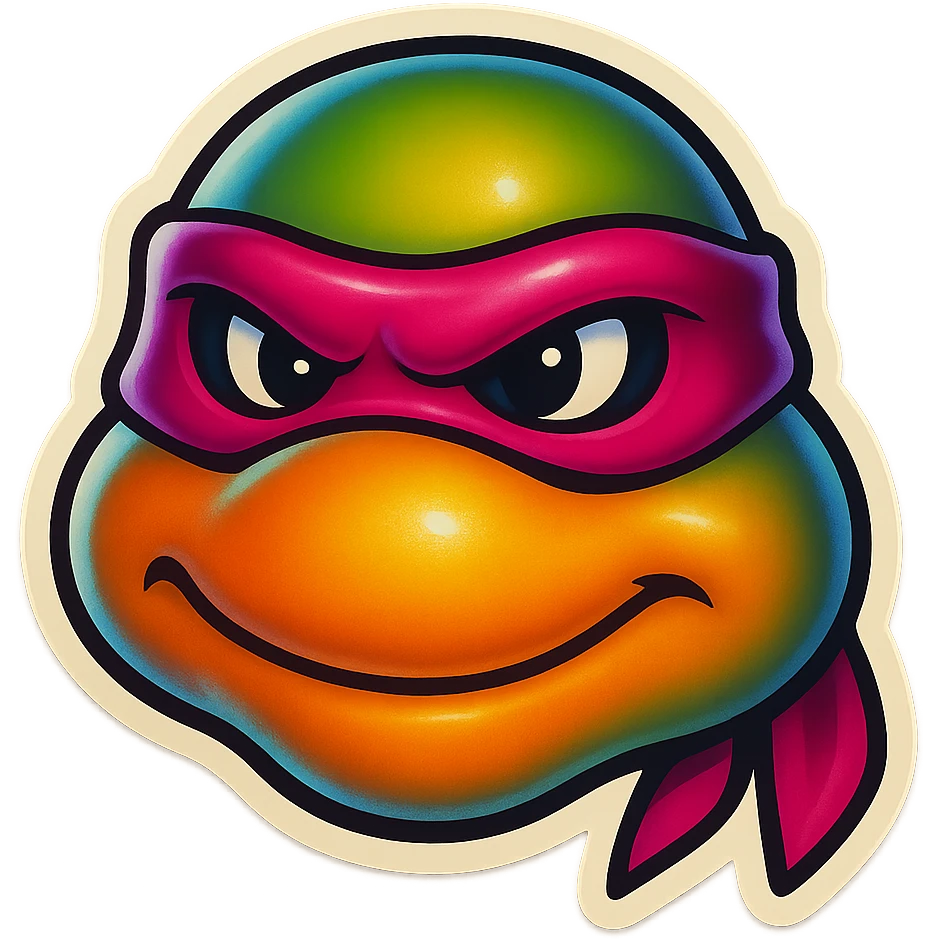 generate the face of a ninja turtle
Without showing teeth
It can't be green
maybe with a Nina mask instead of those stripes emoji