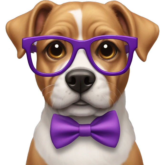 Havanesse dog with a bow tie and purple glasses  emoji