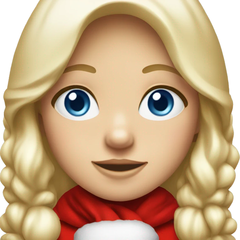 Girl dressed as Santa Claus, blue eyes, blond hair emoji