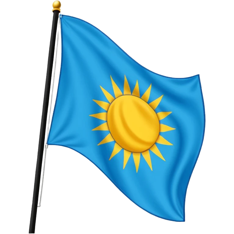 una badera dividida en 2 azul arriba y negro abajo con un sol en el centro y un rayo atravesando el sol de derecha  a izquierda emoji