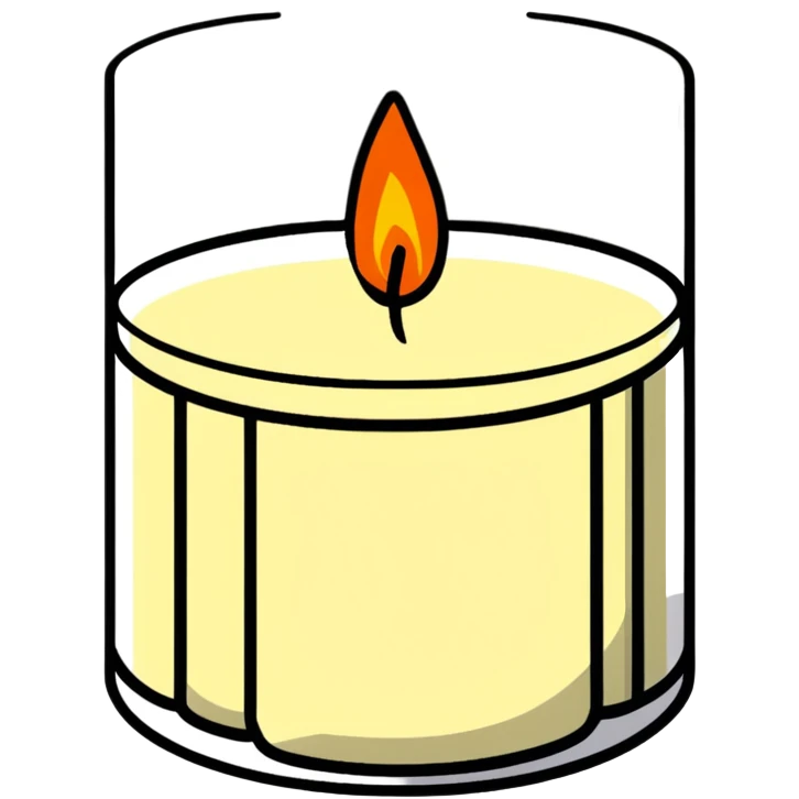 minimalist aesthetic scented candle with a gentle flame emoji