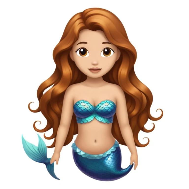 mermaid with light skin ad long brown hair  emoji