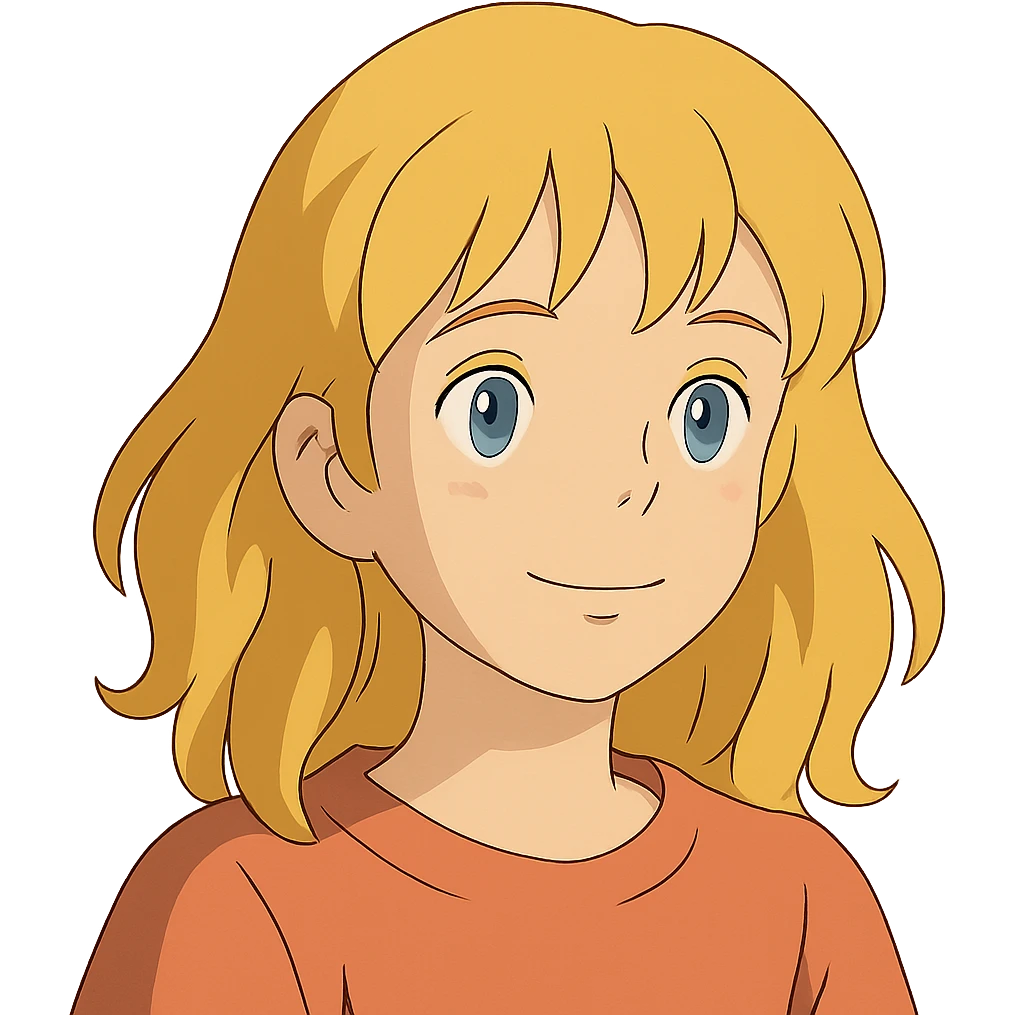 ghibli style blonde girl's face emoji