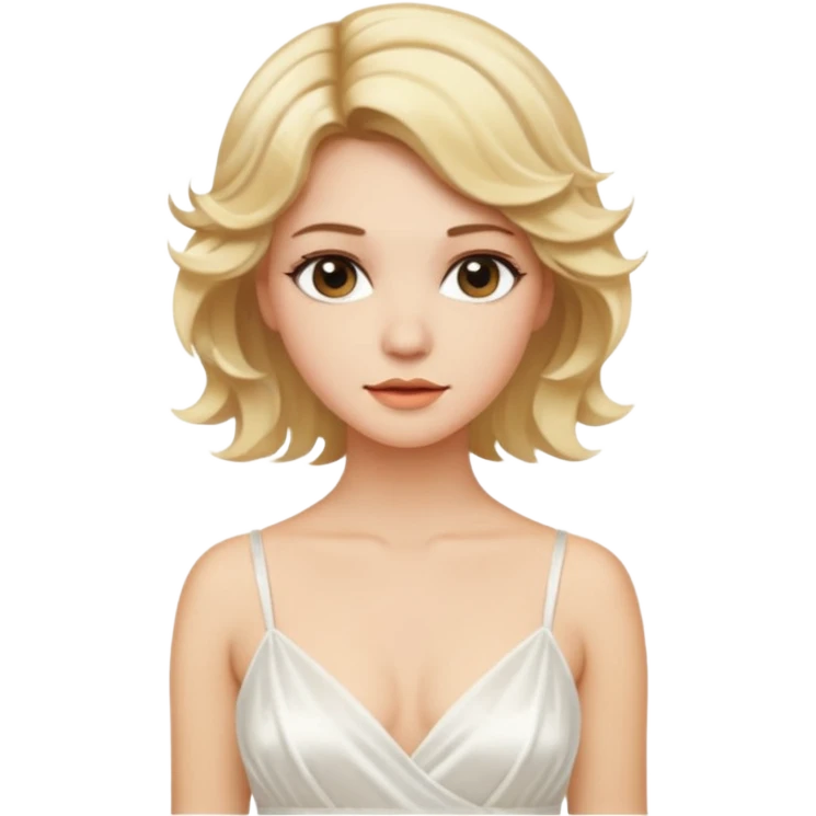 Bride with short wavy blonde hair, hot pink background and white silk chemise dress. Add hot pink bacground emoji