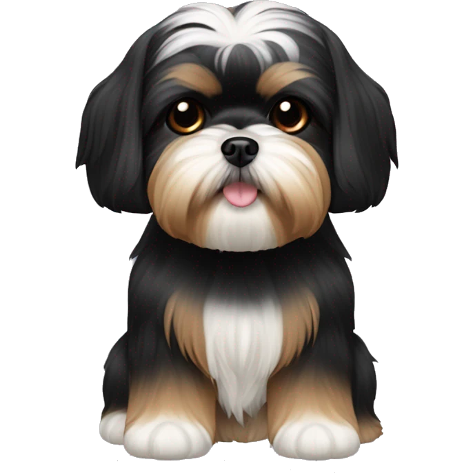 black and tan shih tzu maltese mix black head fur emoji