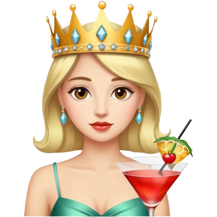 Woman wearing cocktail crown emoji