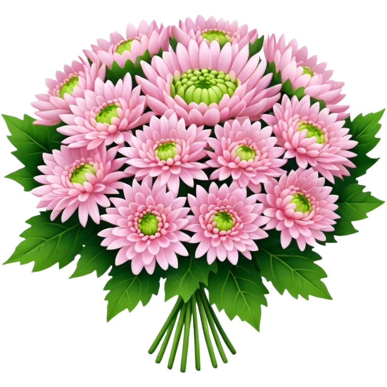 big bouquet Soft Pink Chrysanthemum, luxuriant, leaf, bud emoji