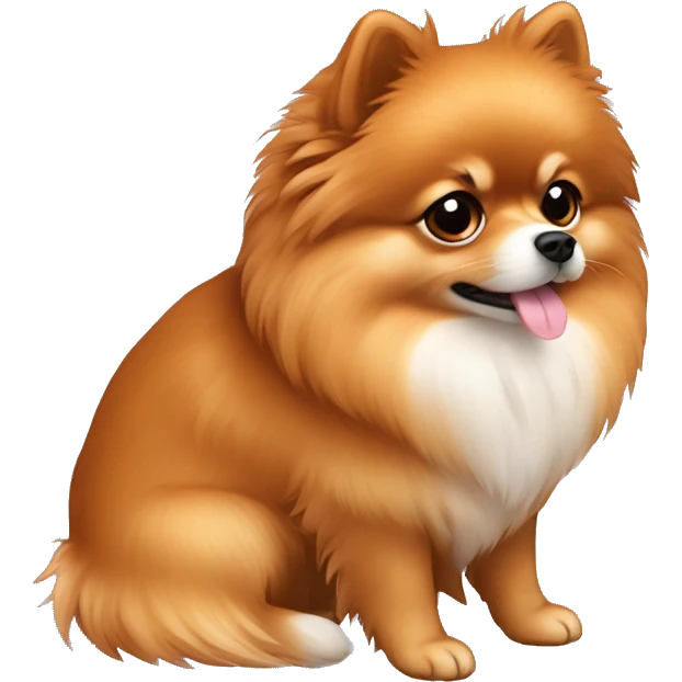 Pomeranian color rojo con el pecho blanco triste emoji