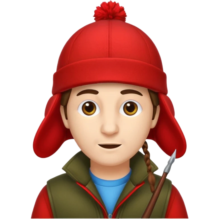 red hunting hat with ear flaps, vivid colors emoji