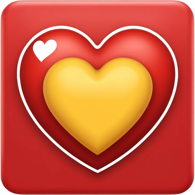قلب اصفر ف احمر  emoji