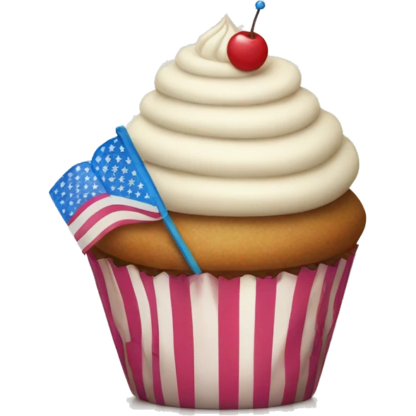 Happy cupcake with an American flag emoji