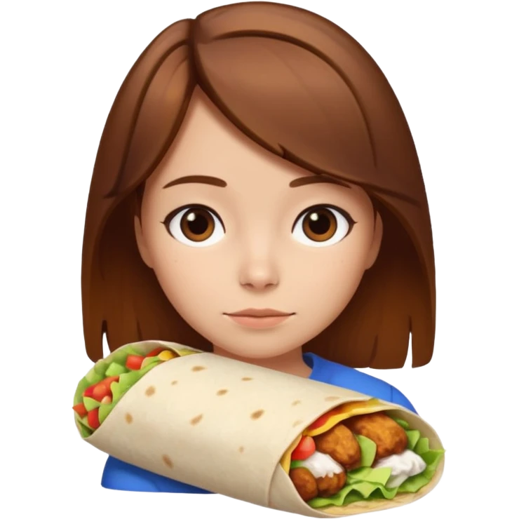 Girl with brown hair "resting chicken burrito face" emoji
